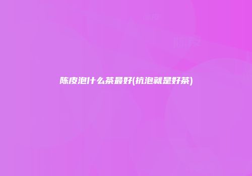 陈皮泡什么茶最好(抗泡就是好茶)