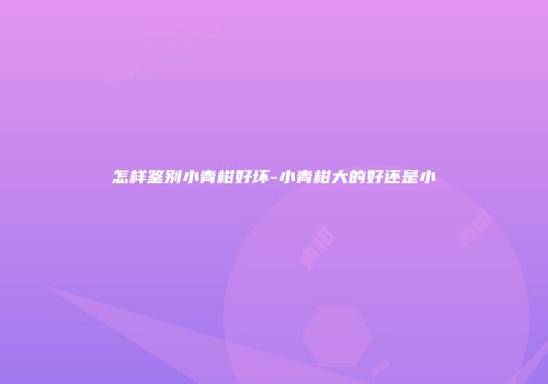 怎样鉴别小青柑好坏-小青柑大的好还是小