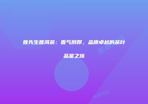 普先生普洱茶：香气醇厚，品质卓越的茶叶品鉴之旅