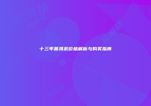 十三年普洱茶价格解析与购买指南