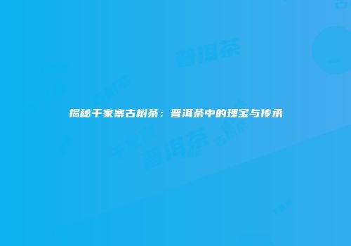 揭秘千家寨古树茶：普洱茶中的瑰宝与传承