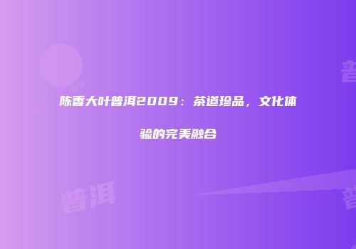 陈香大叶普洱2009：茶道珍品，文化体验的完美融合
