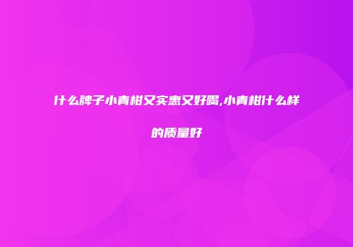 什么牌子小青柑又实惠又好喝,小青柑什么样的质量好