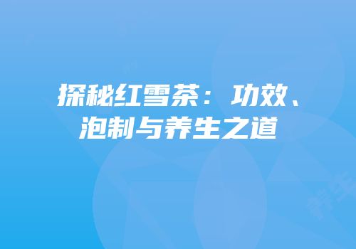 探秘红雪茶：功效、泡制与养生之道