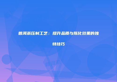 普洱茶压制工艺：提升品质与陈化效果的独特技巧
