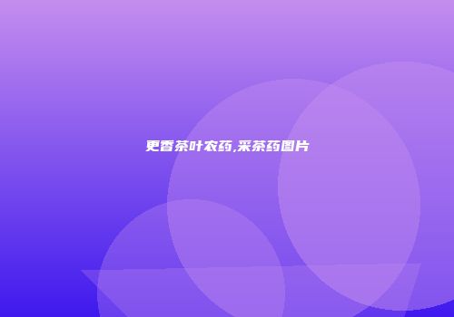 更香茶叶农药,采茶药图片