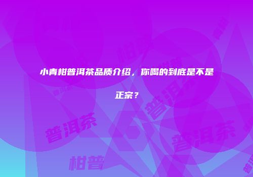 小青柑普洱茶品质介绍，你喝的到底是不是正宗？